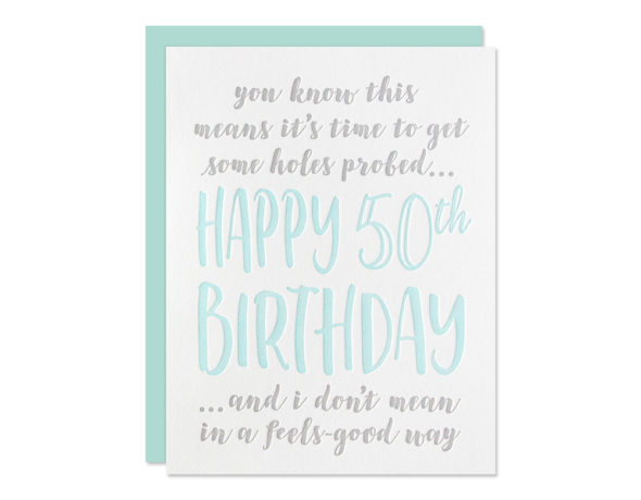 Funny 50th Birthday Wishes | Probe Some Holes 50th Birthday Card ...